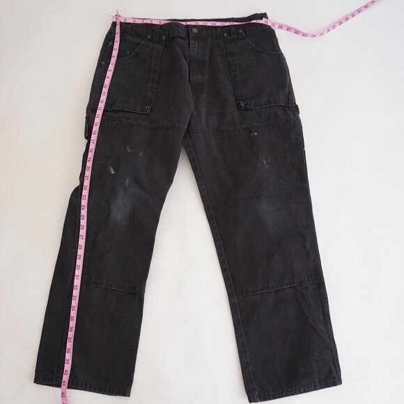 Dickies Black Heavyweight Cotton Double Knee Painter Carpenter Pants Size 38X30 - Picture 3 of 13